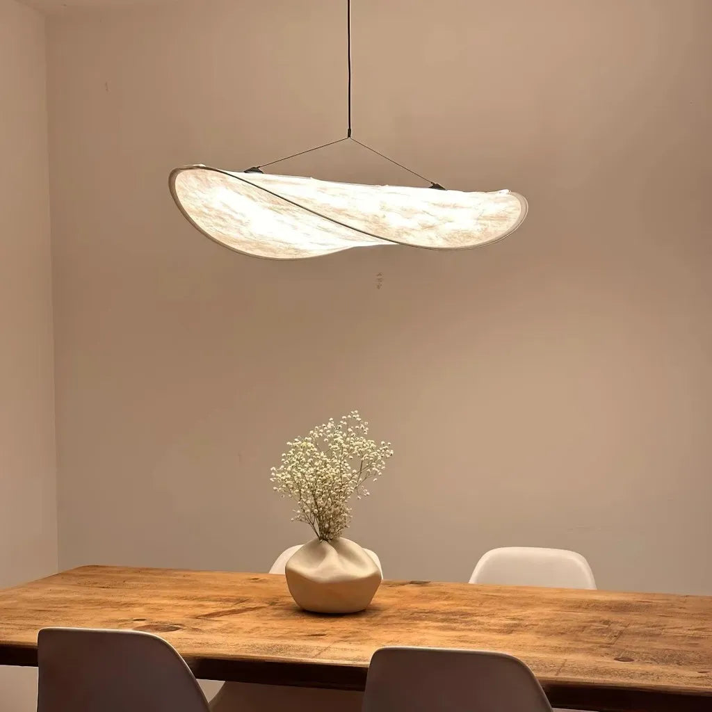 Japandi Pendant Light with Silk Shade Boldenn