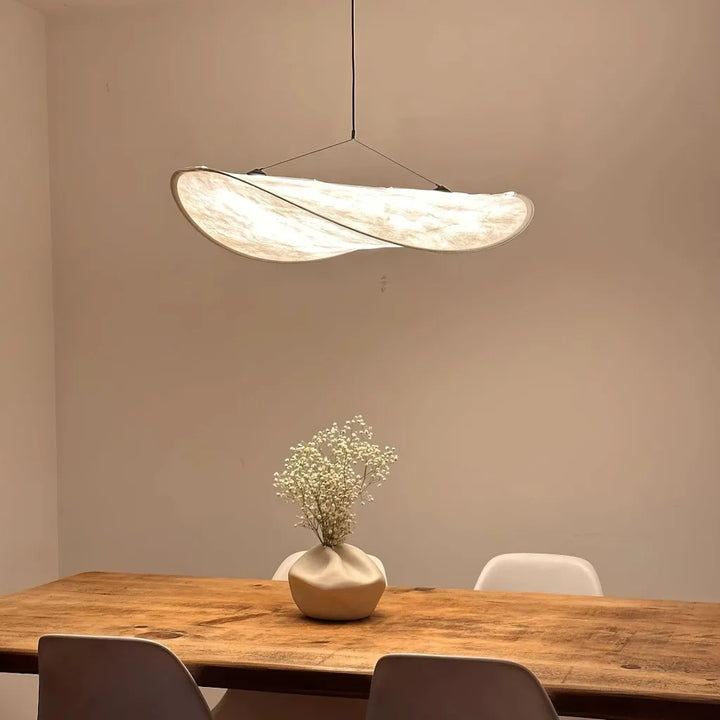 Japandi Pendant Light with Silk Shade