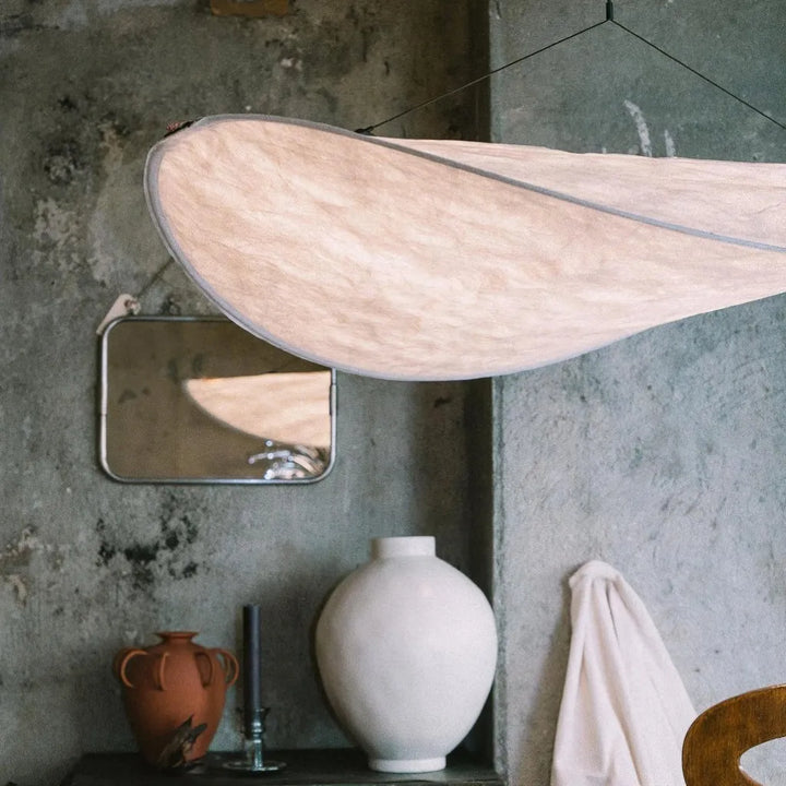 Japandi Pendant Light with Silk Shade