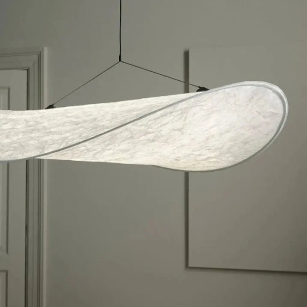 Japandi Pendant Light with Silk Shade