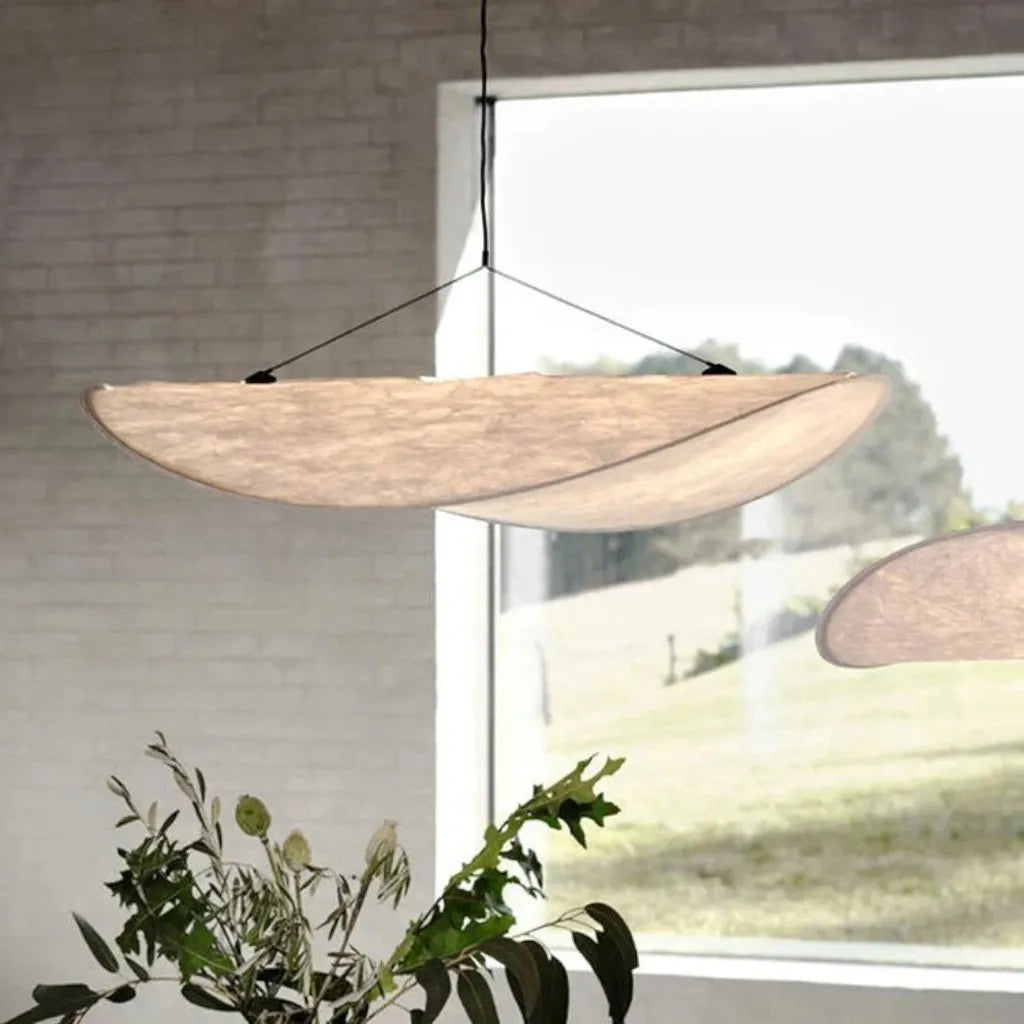 Japandi Pendant Light with Silk Shade