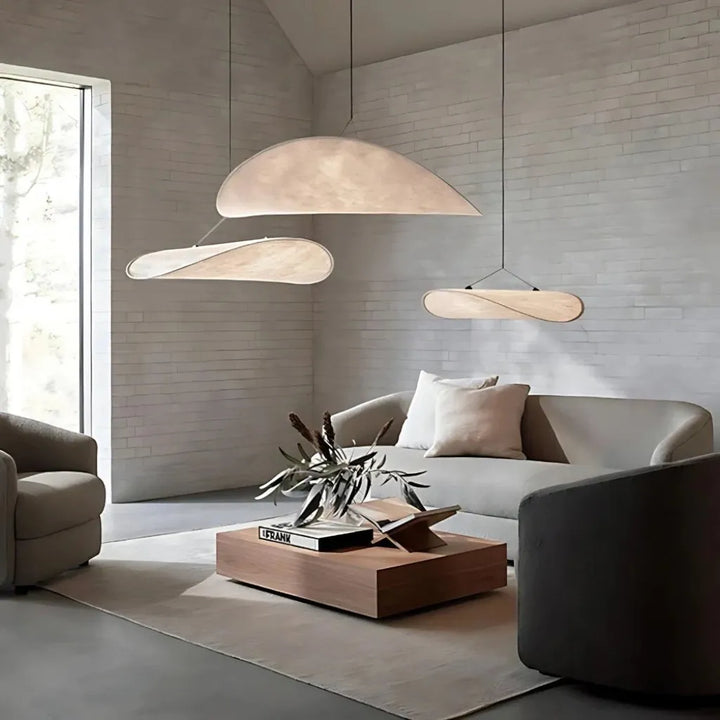 Japandi Pendant Light with Silk Shade