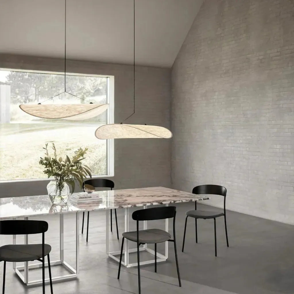 Japandi Pendant Light with Silk Shade