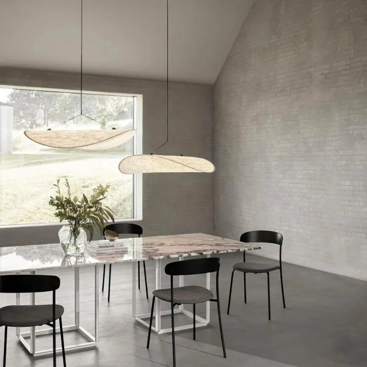 Japandi Pendant Light with Silk Shade