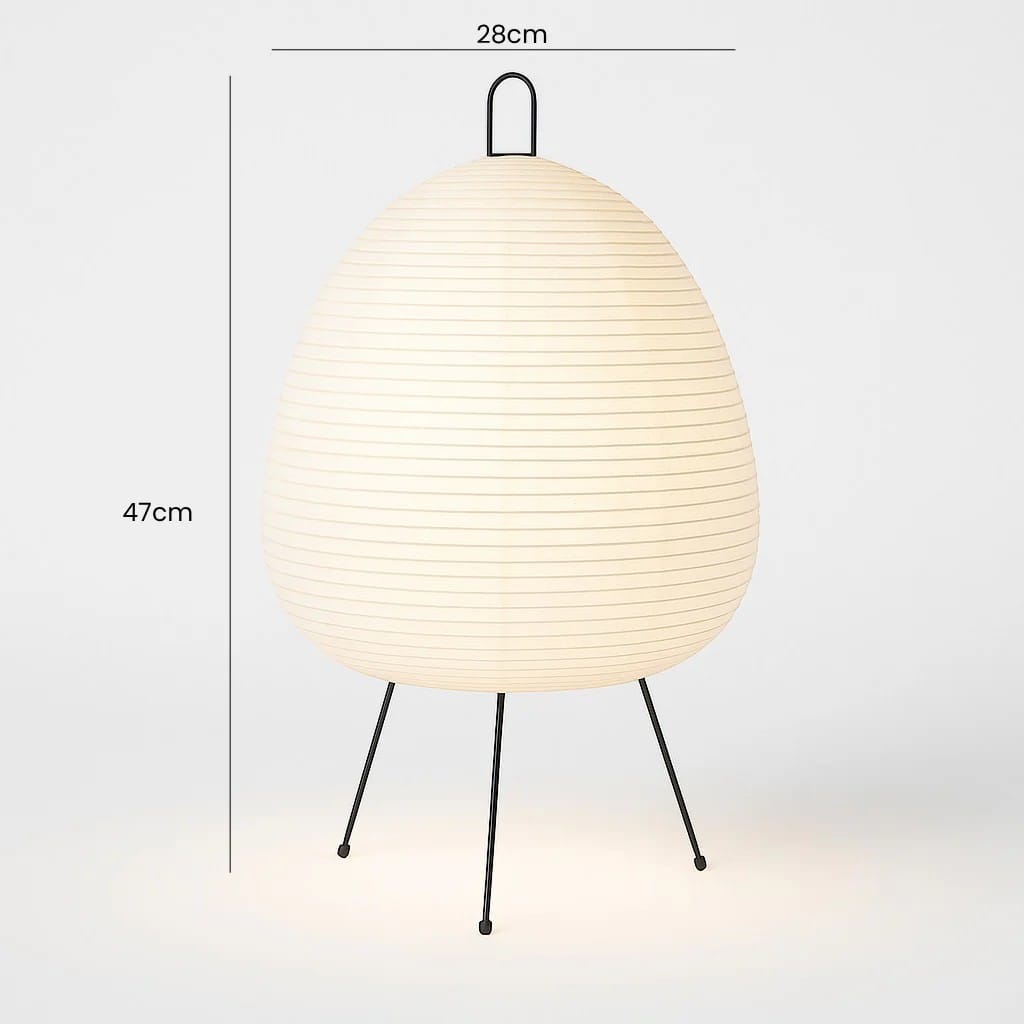 Japandi Rice Paper Tripod Floor Lamp Boldenn