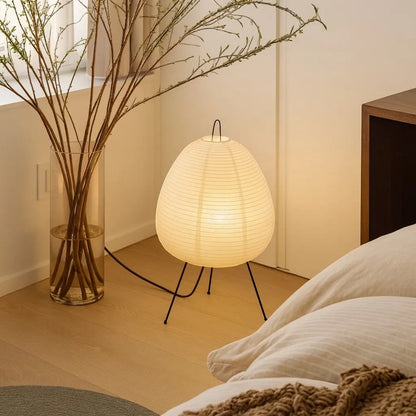 Japandi Rice Paper Tripod Floor Lamp Boldenn