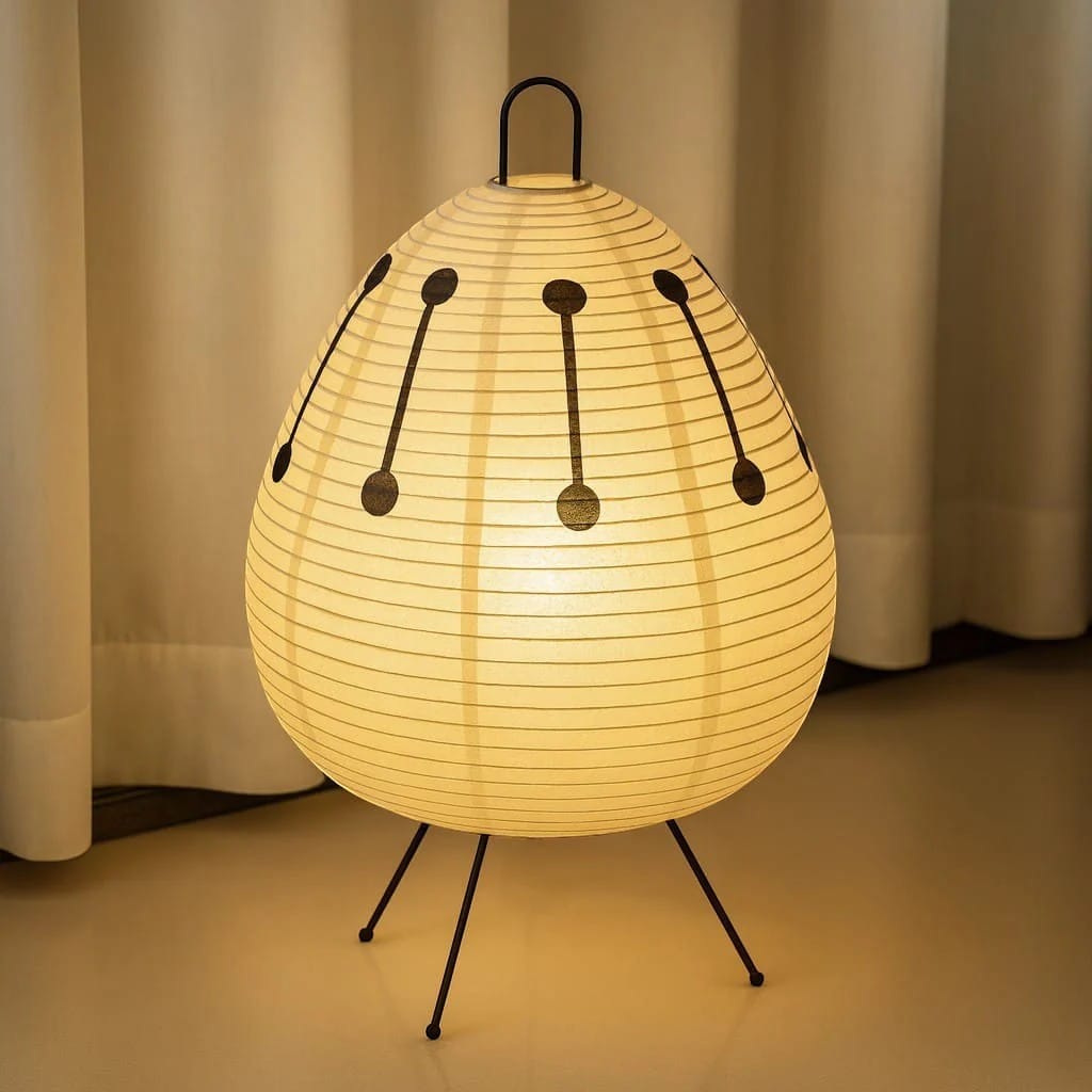 Japandi Rice Paper Tripod Floor Lamp Boldenn
