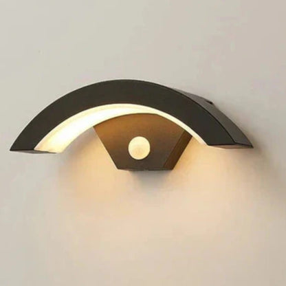 LumiArc Motion-Activated Outdoor Wall Light – Curved LED Security Lamp Boldenn