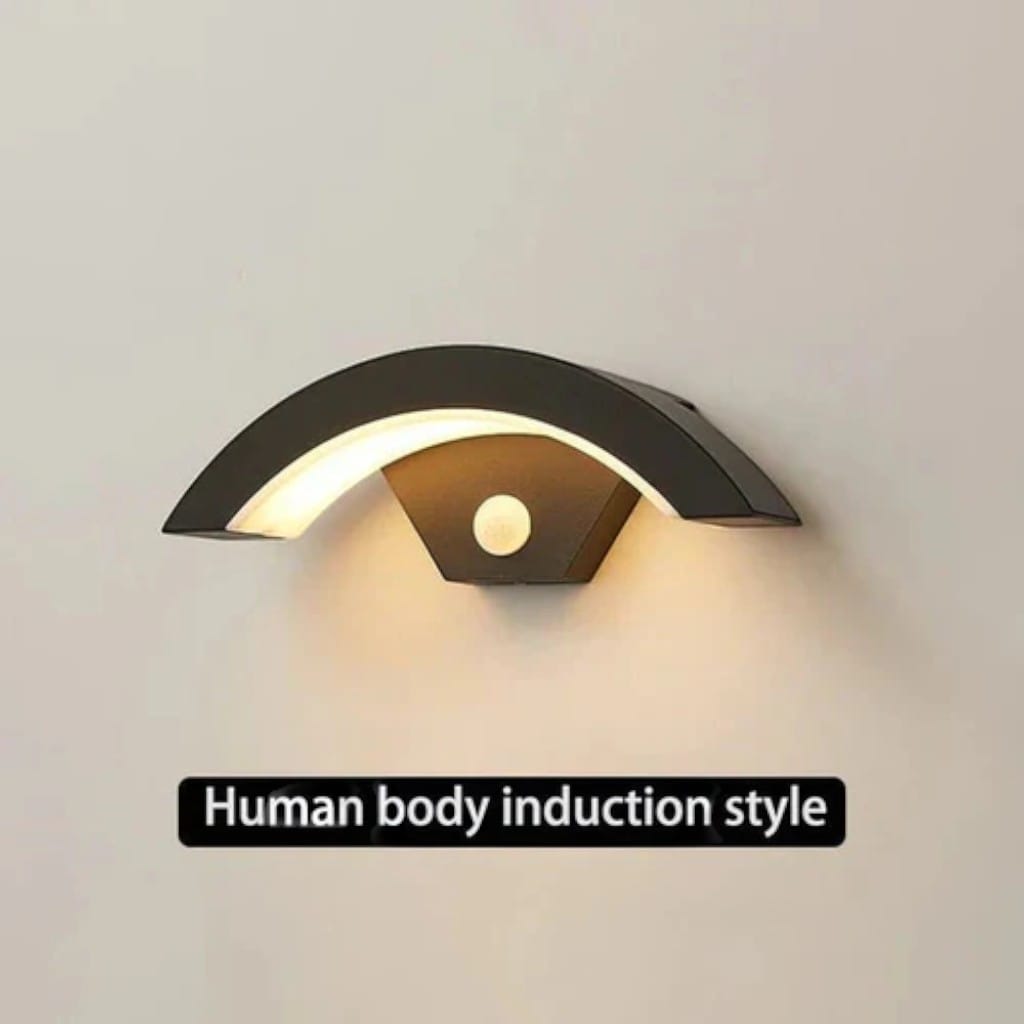 LumiArc Motion-Activated Outdoor Wall Light – Curved LED Security Lamp Boldenn
