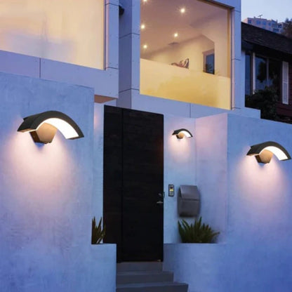 LumiArc Motion-Activated Outdoor Wall Light – Curved LED Security Lamp Boldenn