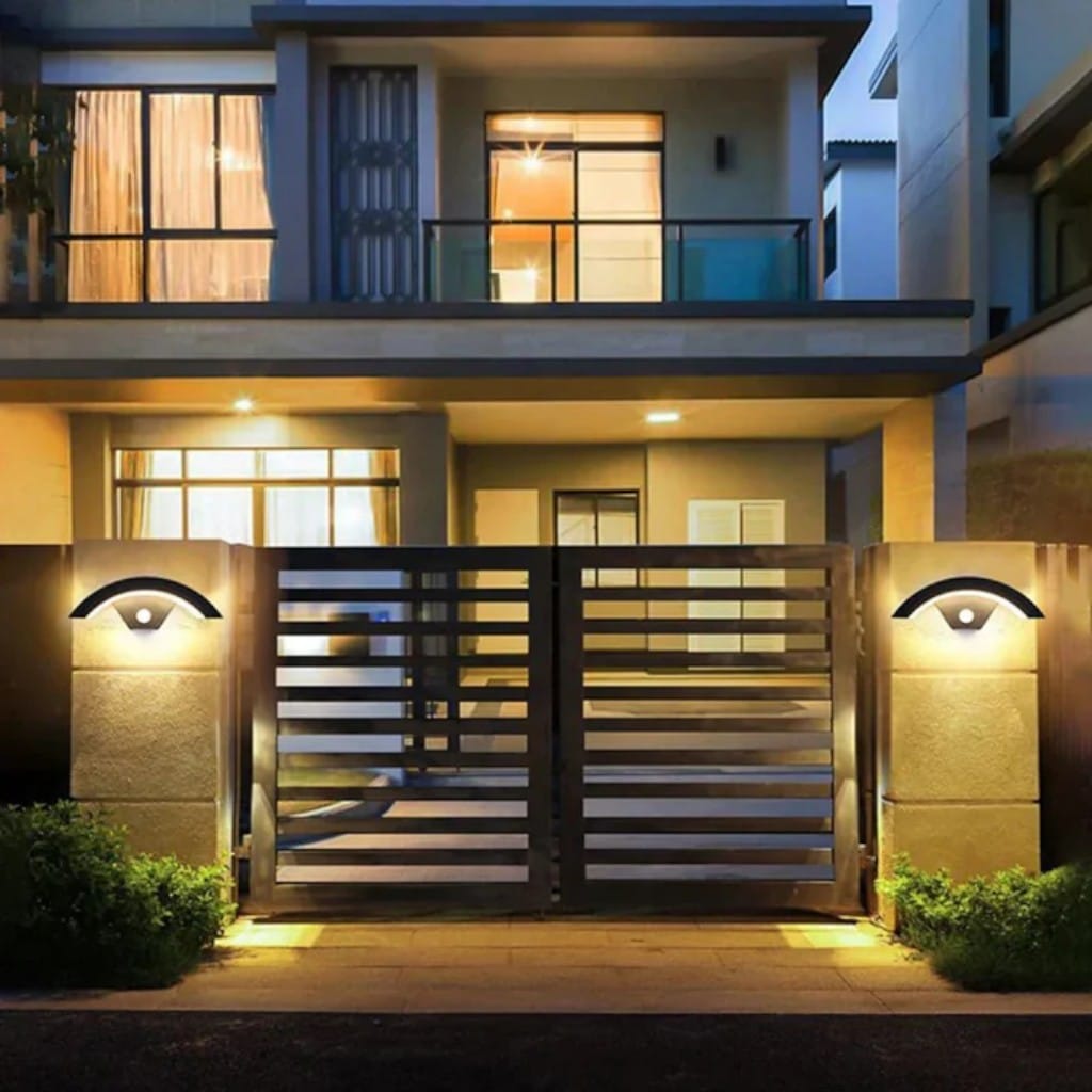 LumiArc Motion-Activated Outdoor Wall Light – Curved LED Security Lamp Boldenn