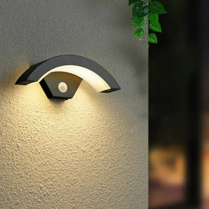 LumiArc Motion-Activated Outdoor Wall Light – Curved LED Security Lamp Boldenn