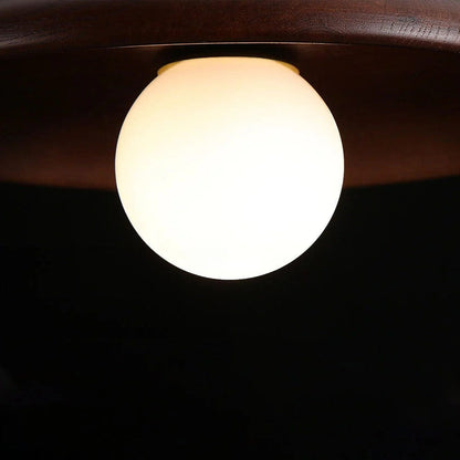 LunaTimber Wood Round Semi Flush Mount Ceiling Light Boldenn