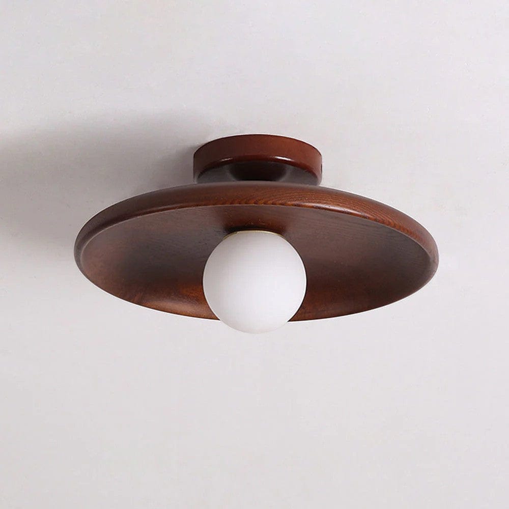 LunaTimber Wood Round Semi Flush Mount Ceiling Light Boldenn