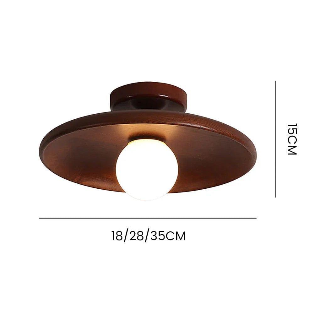 LunaTimber Wood Round Semi Flush Mount Ceiling Light Boldenn