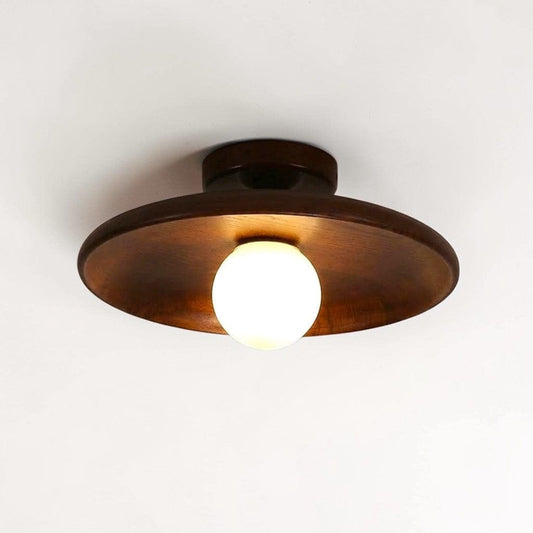 LunaTimber Wood Round Semi Flush Mount Ceiling Light Boldenn