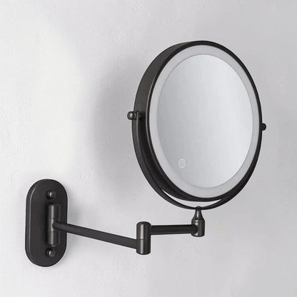 Matte Black Wall-Mounted LED Makeup Mirror with Magnification Boldenn