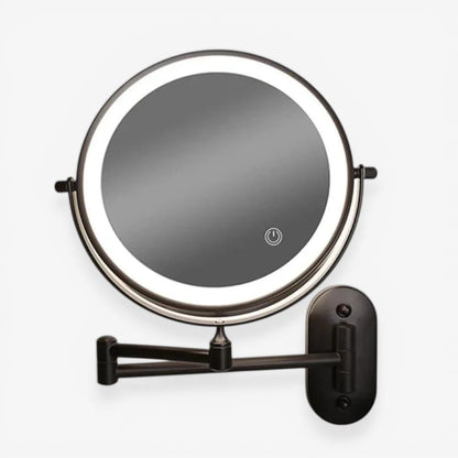 Matte Black Wall-Mounted LED Makeup Mirror with Magnification Boldenn