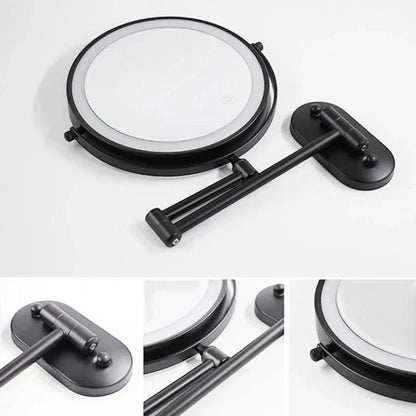 Matte Black Wall-Mounted LED Makeup Mirror with Magnification Boldenn