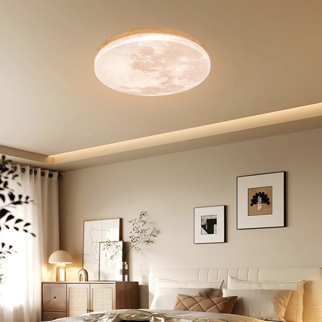 Moon LED Ceiling Light with Wooden Frame Boldenn