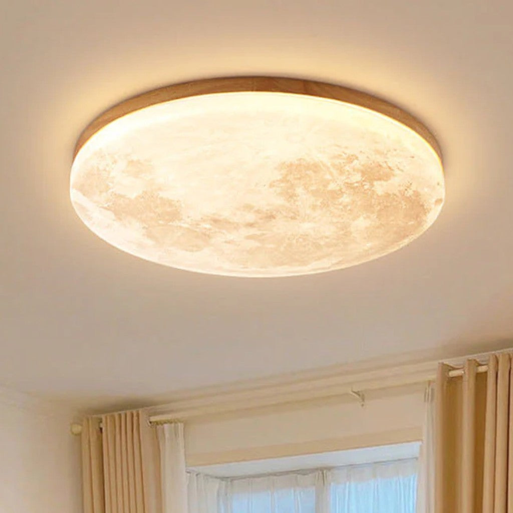 Moon LED Ceiling Light with Wooden Frame