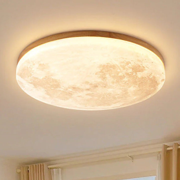 Moon LED Ceiling Light with Wooden Frame