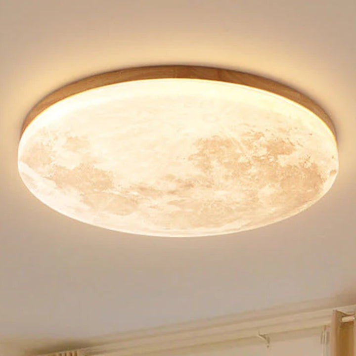 Moon LED Ceiling Light with Wooden Frame