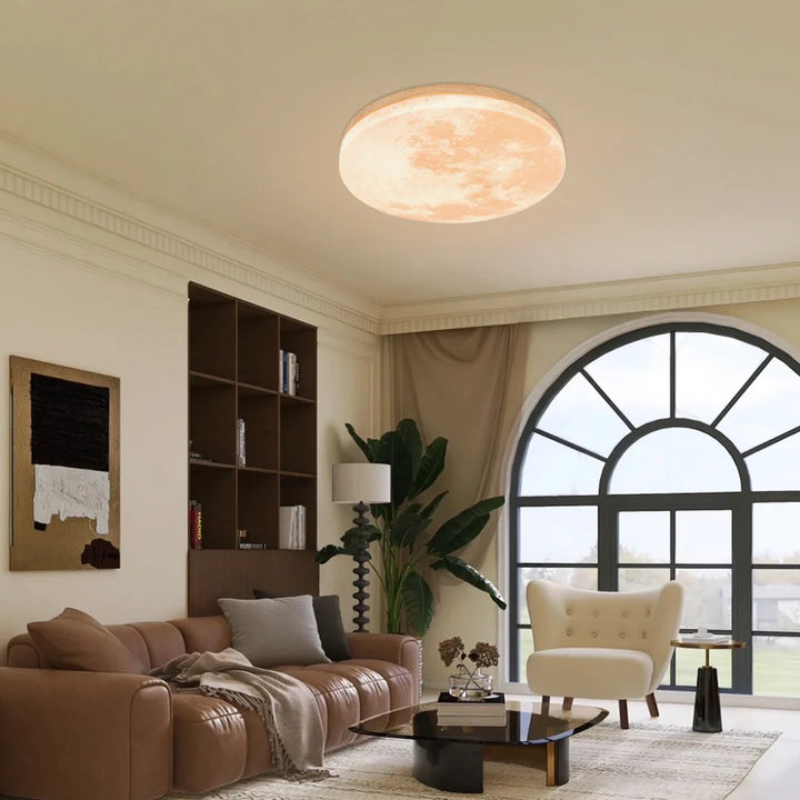 Moon LED Ceiling Light with Wooden Frame