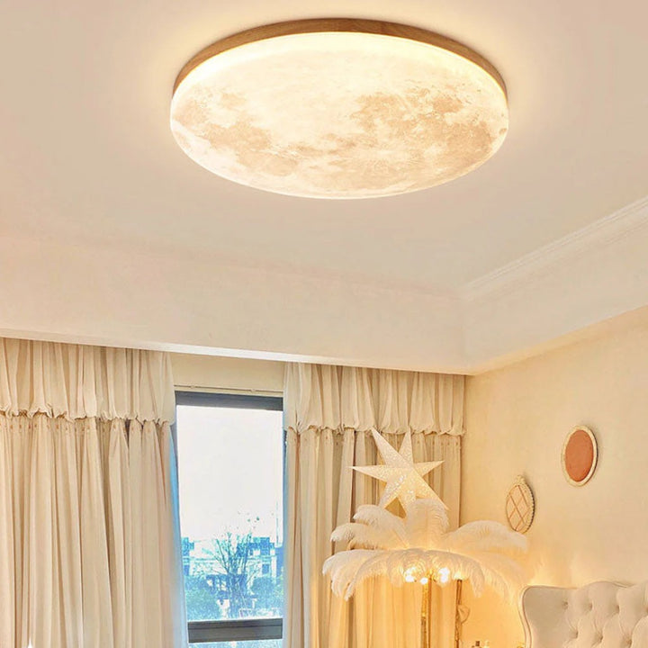 Moon LED Ceiling Light with Wooden Frame