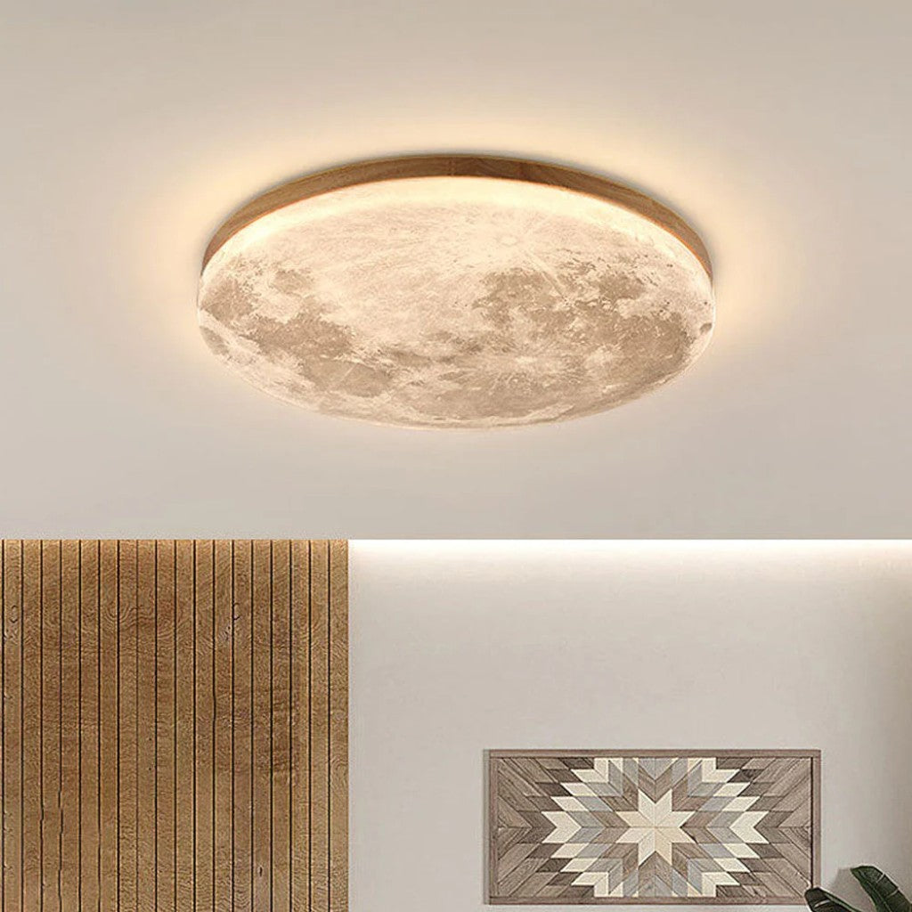 Moon LED Ceiling Light with Wooden Frame
