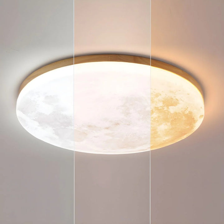 Moon LED Ceiling Light with Wooden Frame
