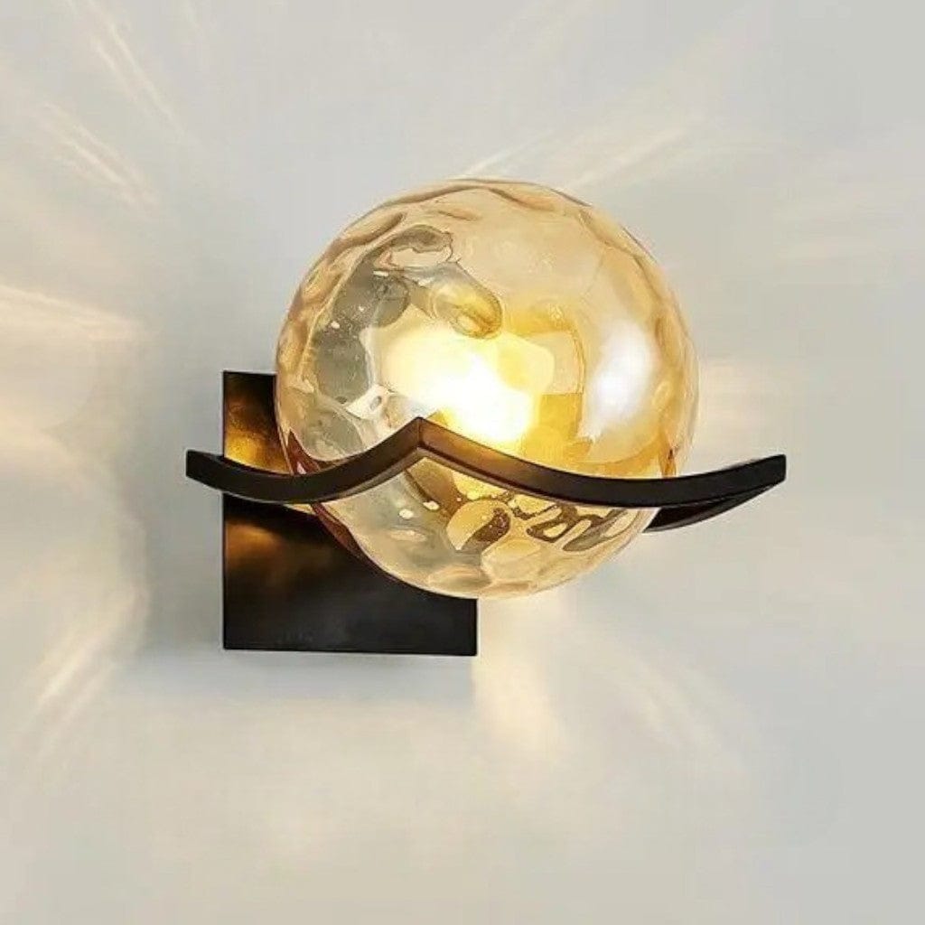 Noirelle Glass Sphere Wall Sconce Light with Black Finish Boldenn