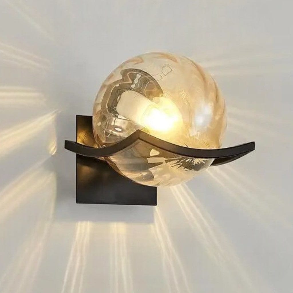 Noirelle Glass Sphere Wall Sconce Light with Black Finish Boldenn