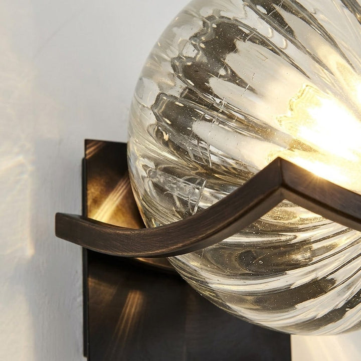Noirelle Glass Sphere Wall Sconce Light with Black Finish Boldenn
