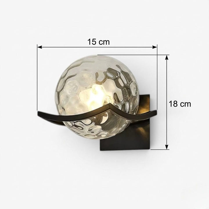 Noirelle Glass Sphere Wall Sconce Light with Black Finish Boldenn