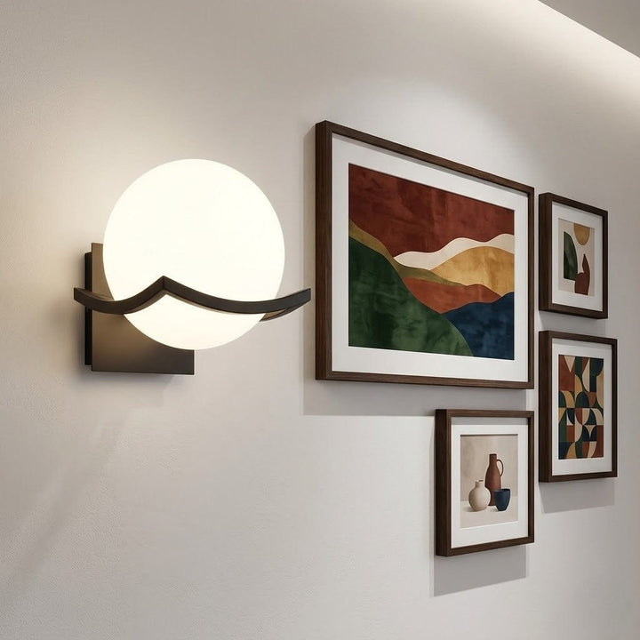 Noirelle Glass Sphere Wall Sconce Light with Black Finish Boldenn