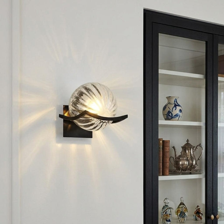 Noirelle Glass Sphere Wall Sconce Light with Black Finish Boldenn