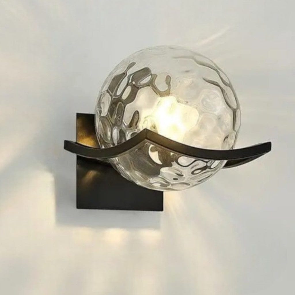 Noirelle Glass Sphere Wall Sconce Light with Black Finish Boldenn