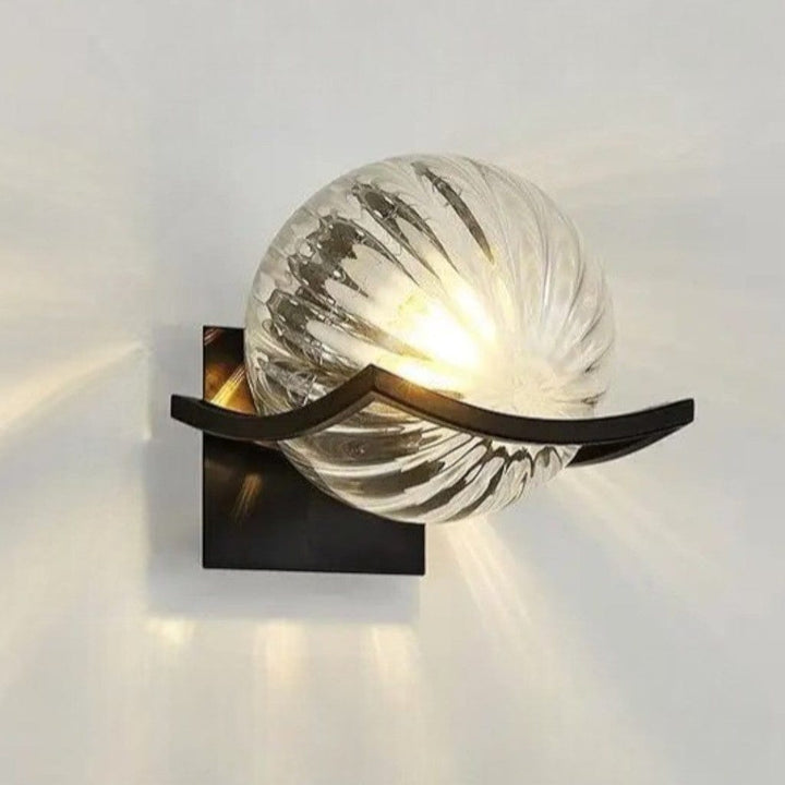 Noirelle Glass Sphere Wall Sconce Light with Black Finish Boldenn