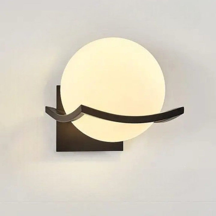 Noirelle Glass Sphere Wall Sconce Light with Black Finish Boldenn