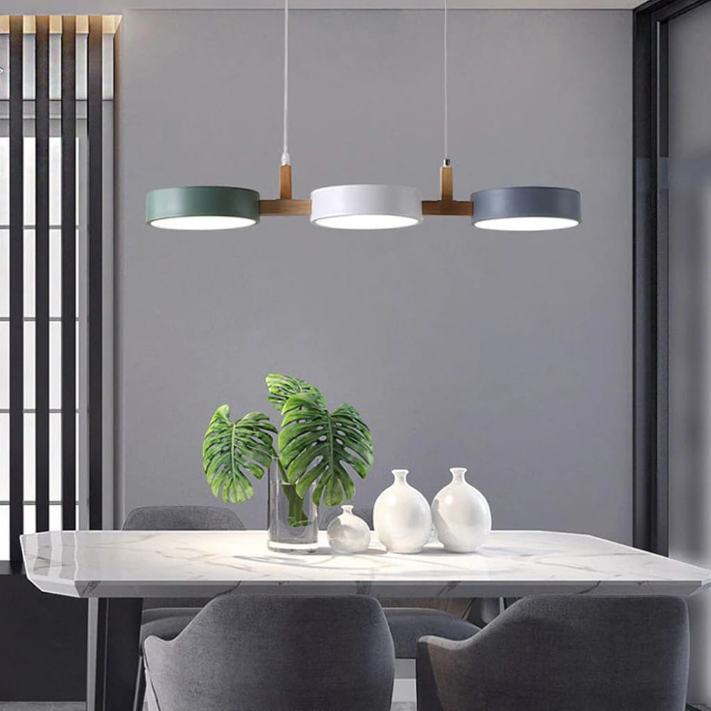 Nordic 3-Head Wood Pendant for Kitchen Island Boldenn