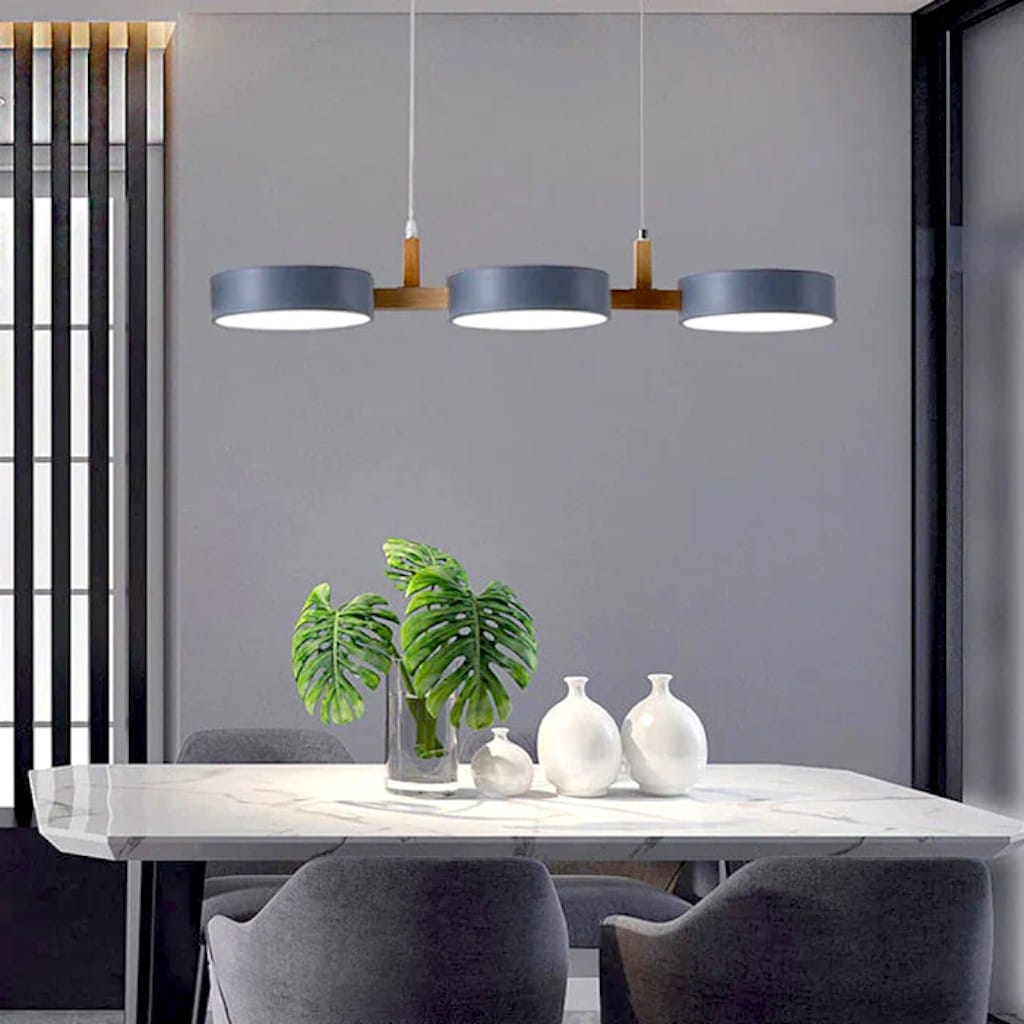 Nordic 3-Head Wood Pendant for Kitchen Island Boldenn