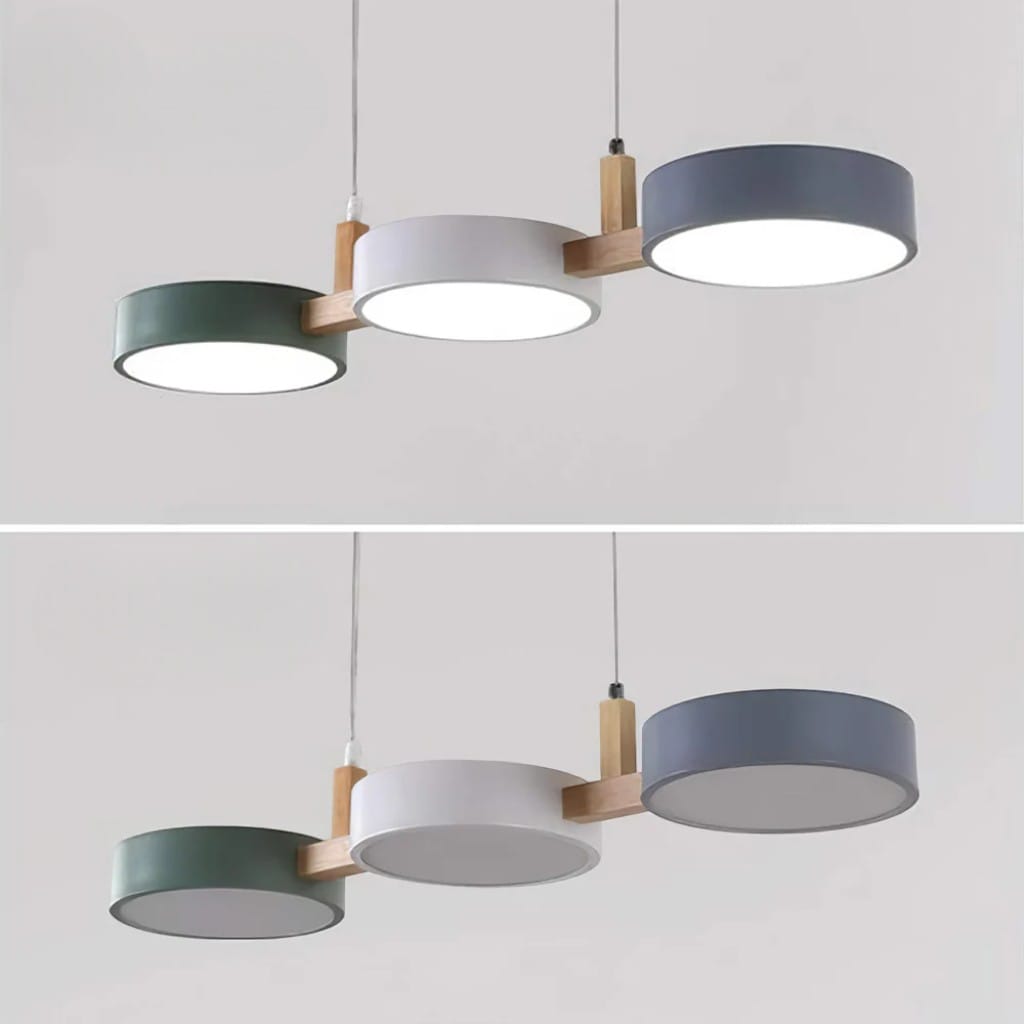 Nordic 3-Head Wood Pendant for Kitchen Island Boldenn