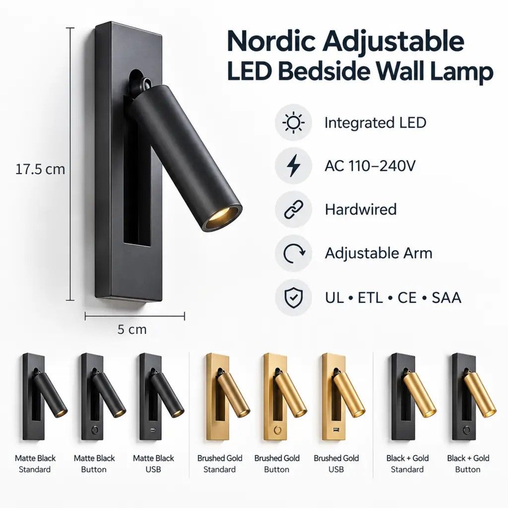 Nordic Adjustable LED Bedside Wall Lamp
