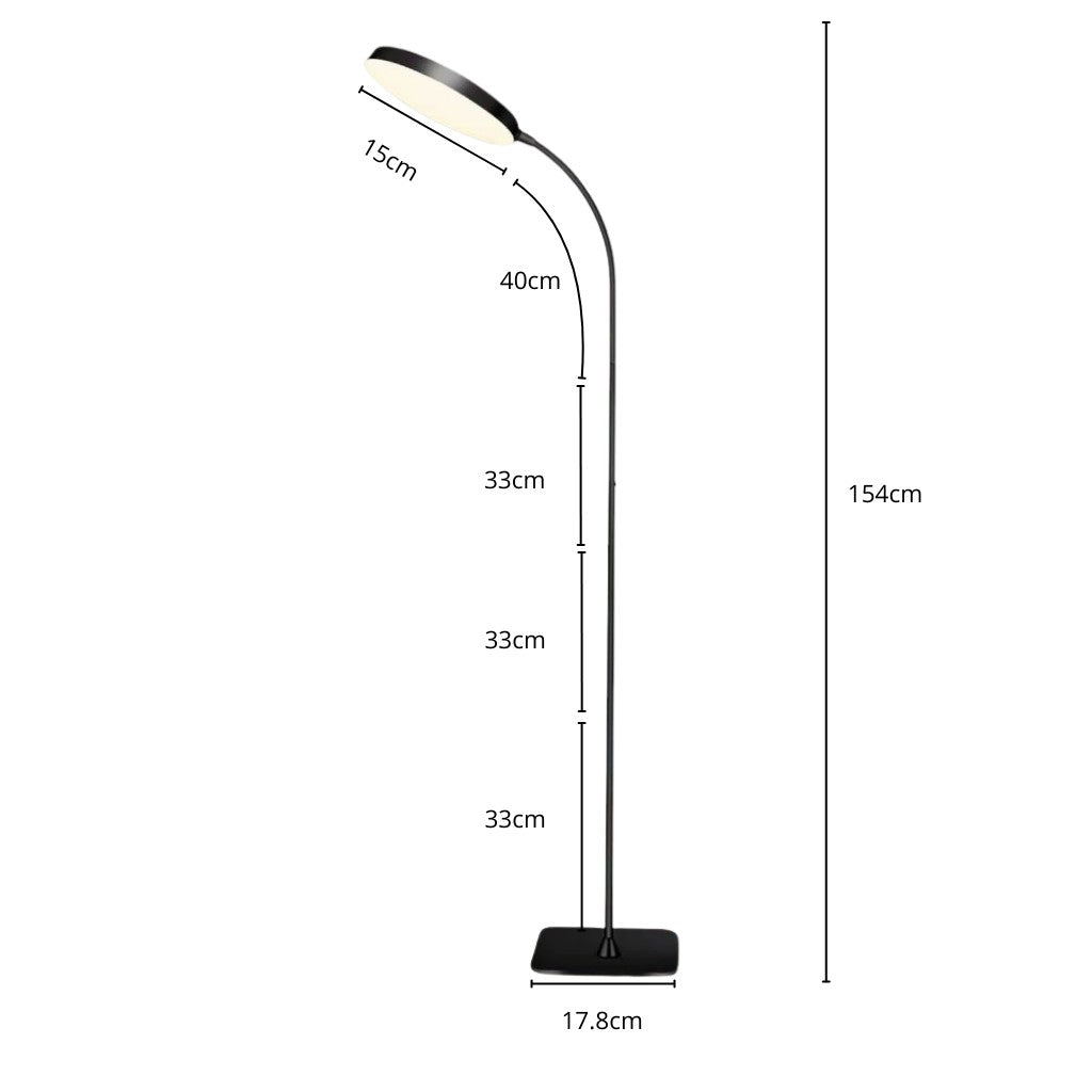 Dimmable Gooseneck Floor Lamp with Adjustable Height
