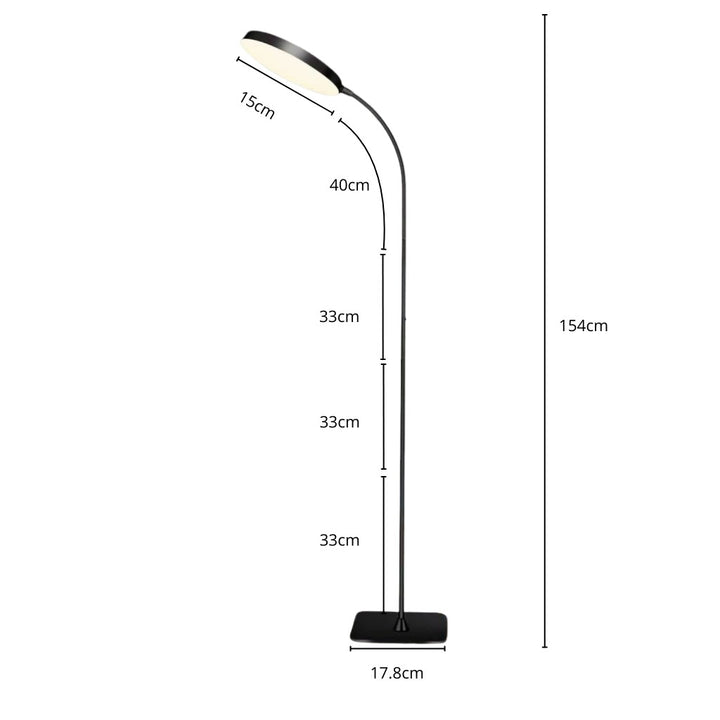 Dimmable Gooseneck Floor Lamp with Adjustable Height