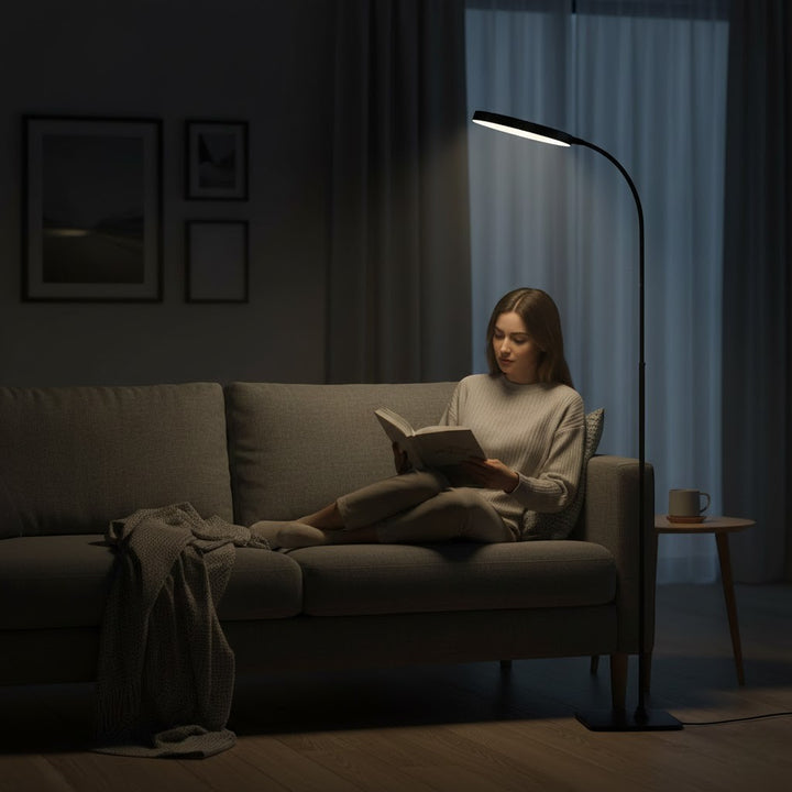 Dimmable Gooseneck Floor Lamp with Adjustable Height