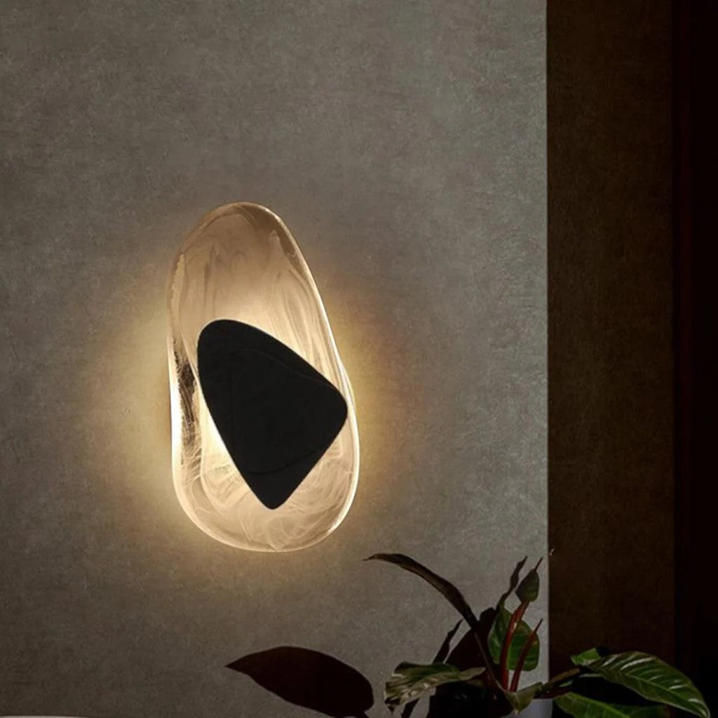 Crystal Glass Wall Sconce with Fluid Design