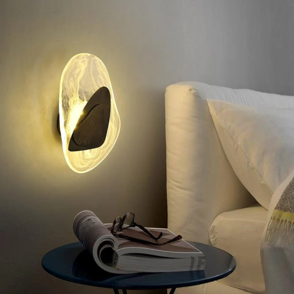 Crystal Glass Wall Sconce with Fluid Design