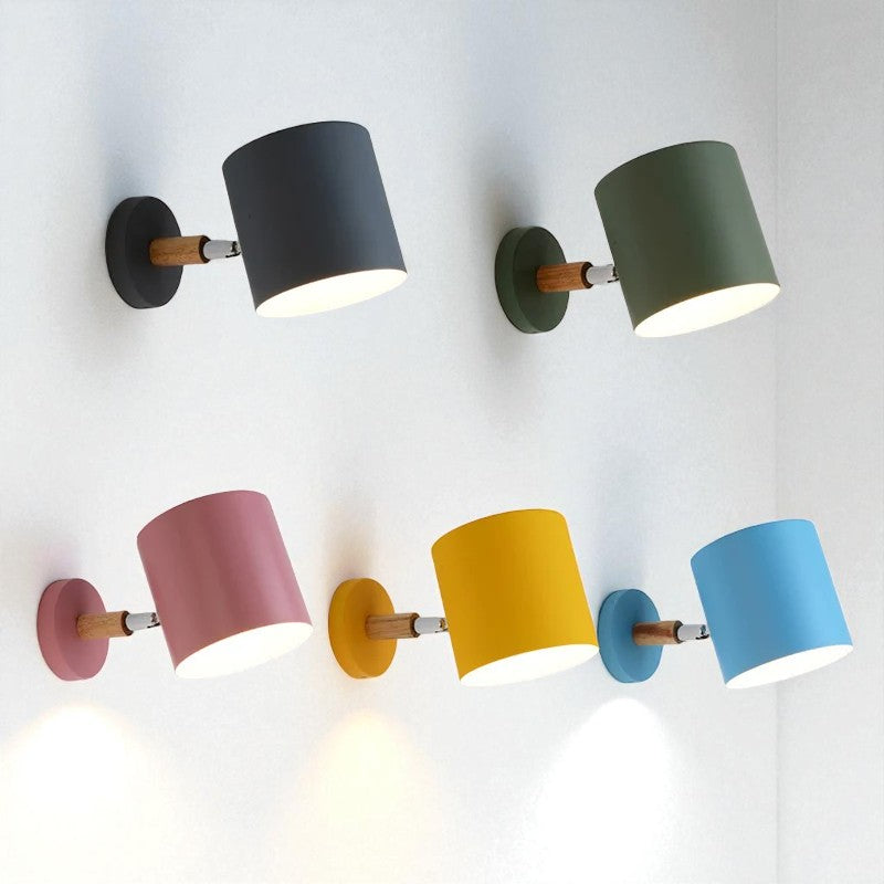 Nordic Wood & Metal Adjustable Wall Sconce Lamp
